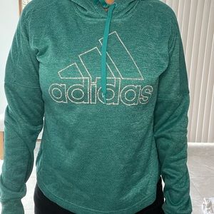 Adidas cropped teal hoodie- size M
